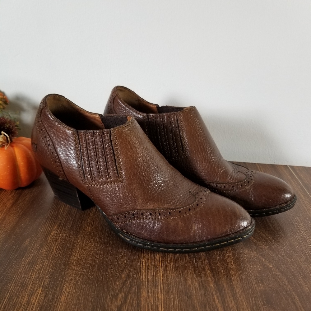 Born Brown Leather Ankle Booties